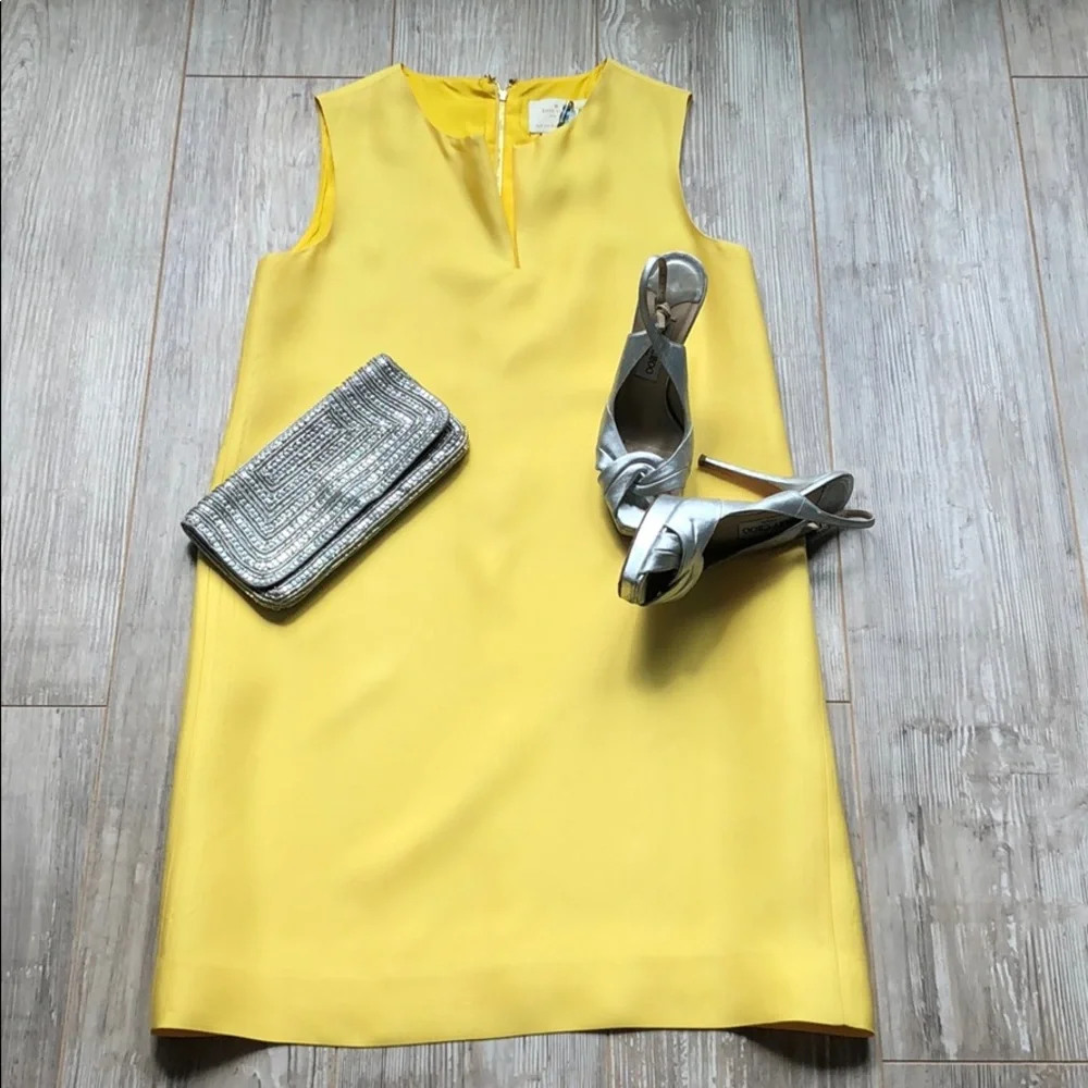 kate spade Yellow Sleeveless Shift Dress with Silver Accessories